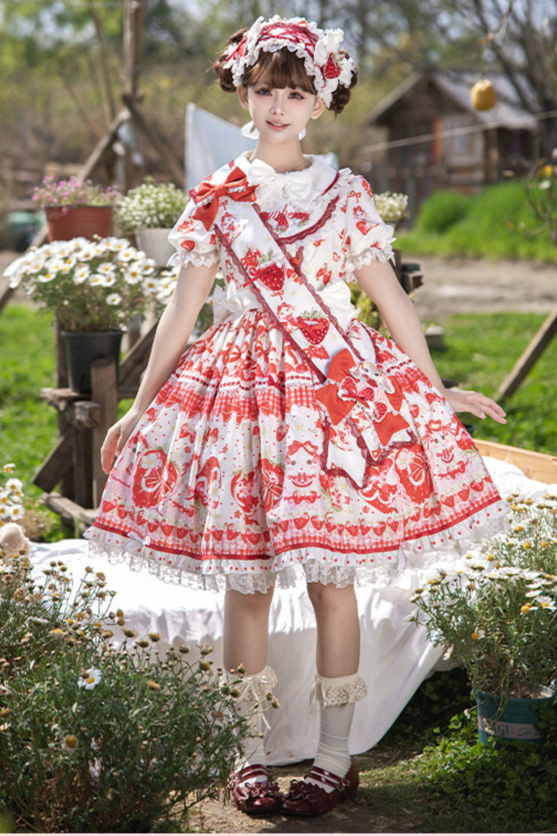Red Berry Lolita Dress + Ribbon + Headband