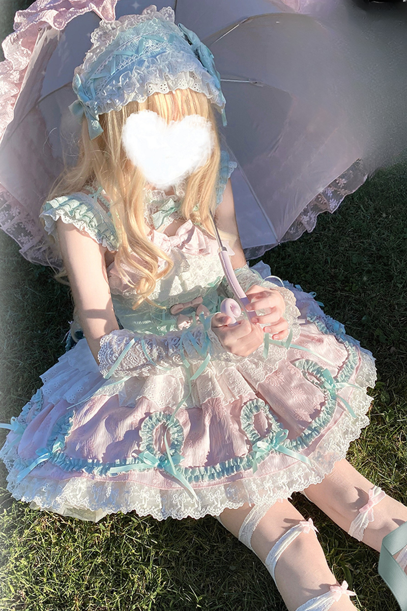 Butterfly Princess Lolita Dress + Petticoat + Clip + Ruffle Sleeve Shirt