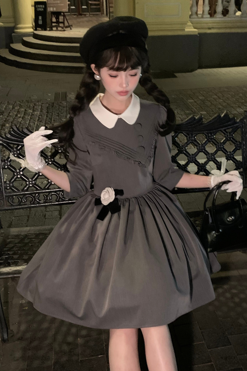Retro Preppy Mid-sleeve Lolita Dress