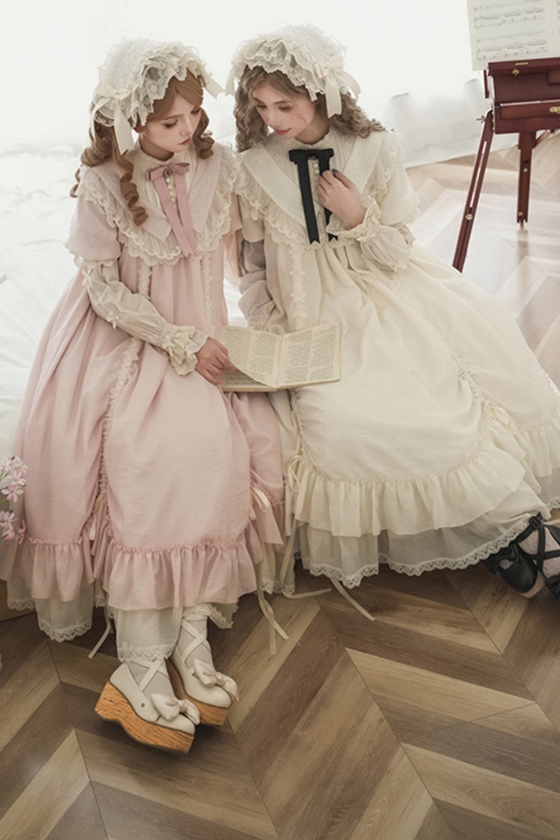 [pre-order] Rose Ruffle Lolita Dress + Dress + Belt + Brooch + Ribbon + Headband + Sleeve