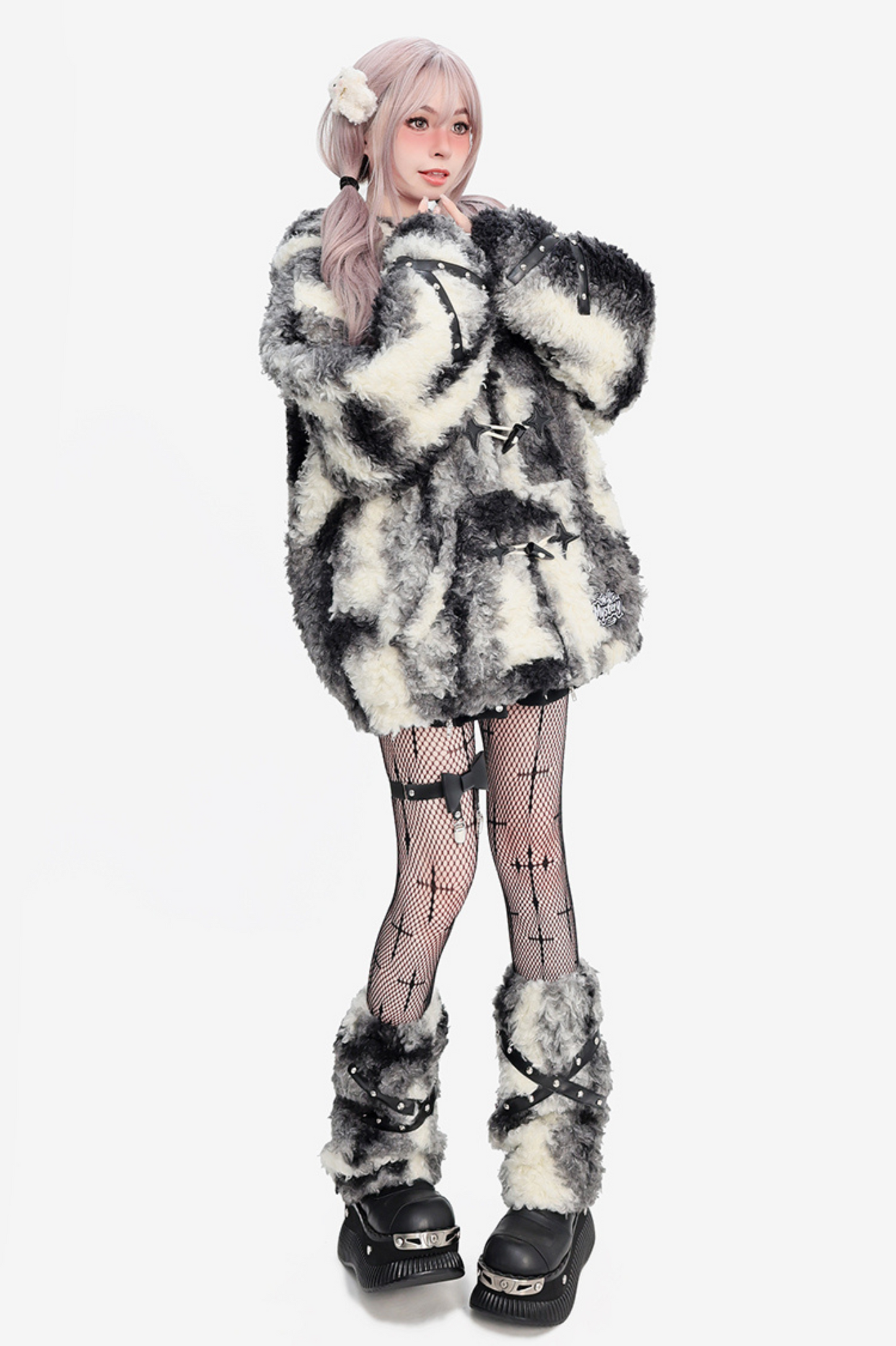 Bunny Mode Hooded Coat + Fur Leg Covers