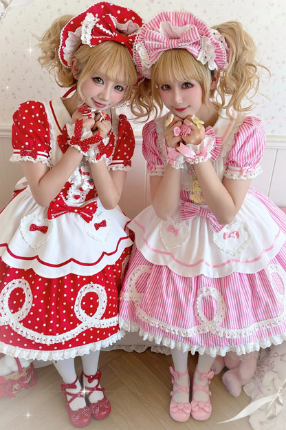 [pre-order] Retro Doll-like Lolita Dress + Hair Band + Clip + Bonnet + Hat