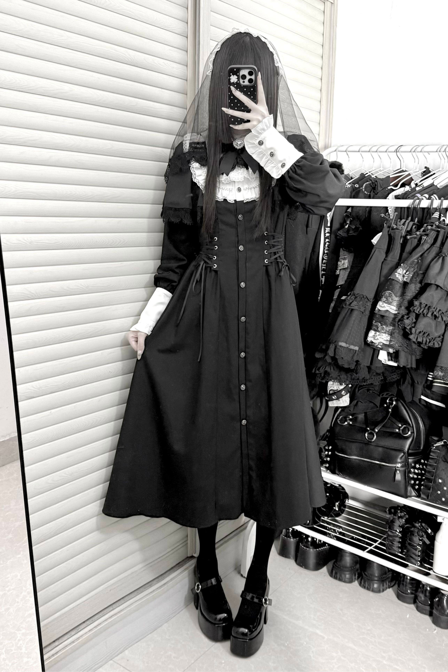 Gothic Layered Lace Long Dress
