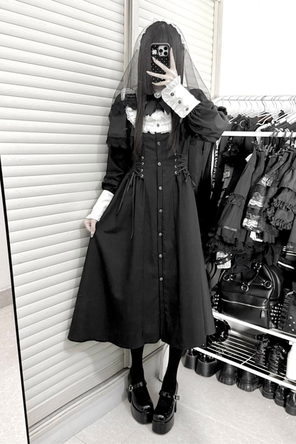 Gothic Layered Lace Long Dress