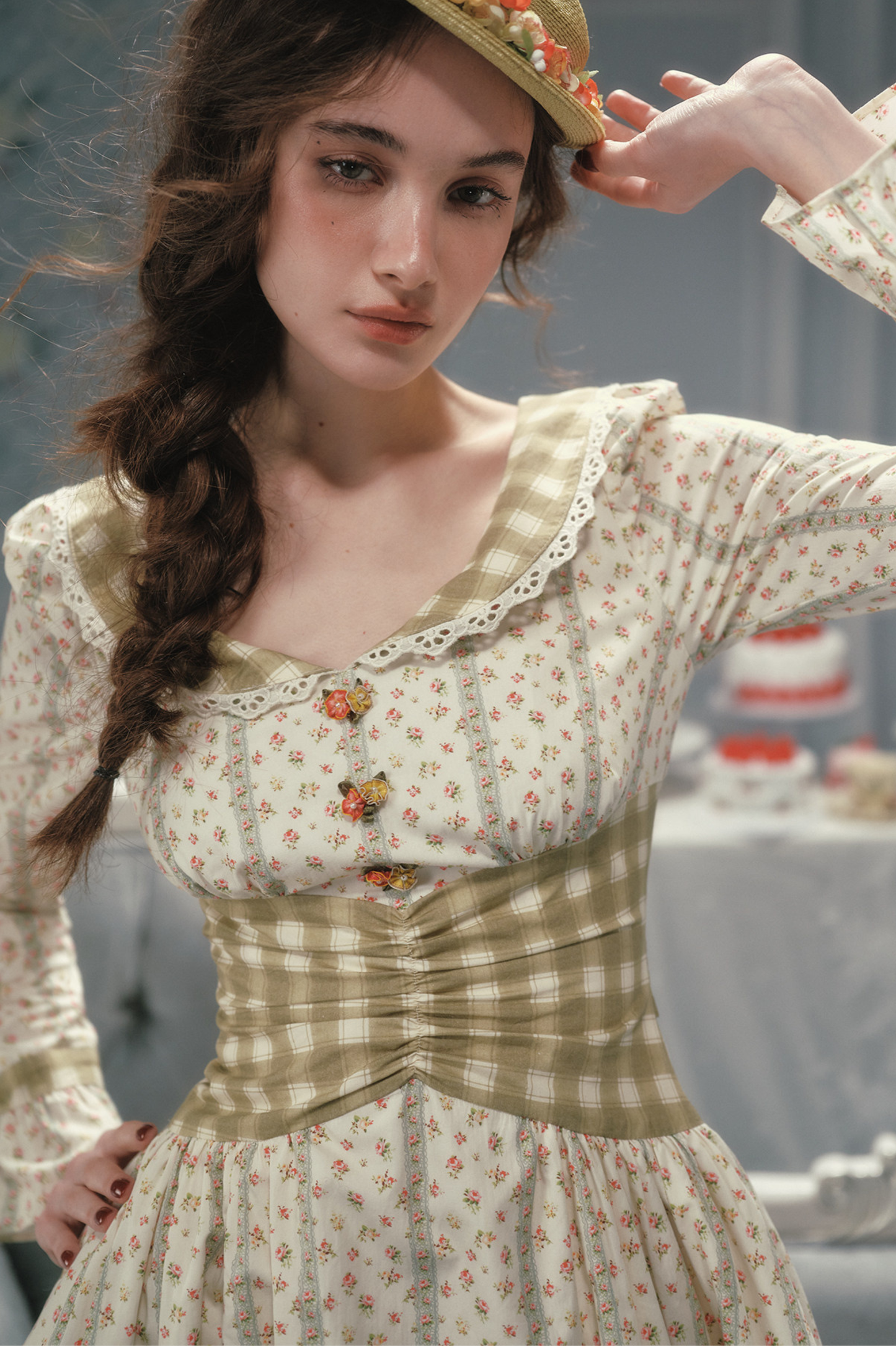 Retro Lace Maid Cotton Dress