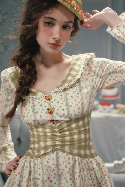 Retro Lace Maid Cotton Dress