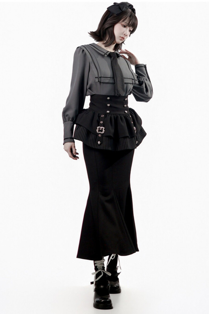 Dark Color Shirt + Mermaid Skirt + Shorts + Girdle + Tie