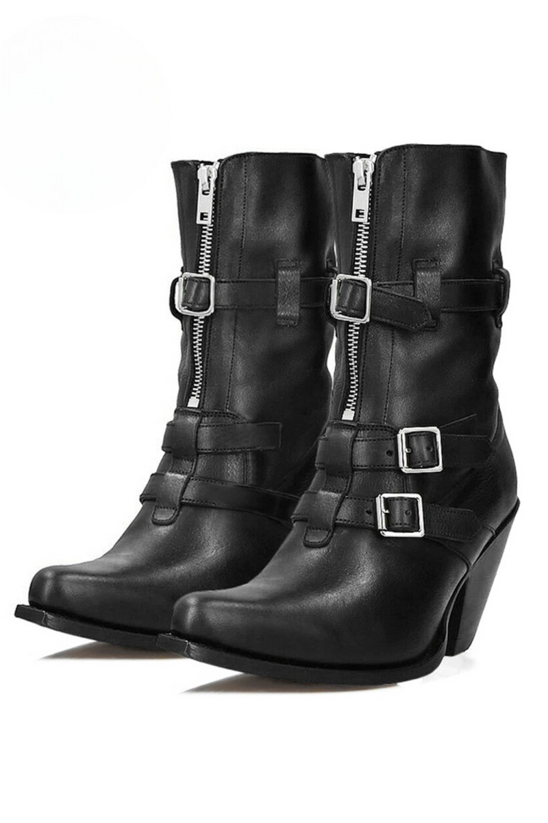 Y2k Style Zipper Boots