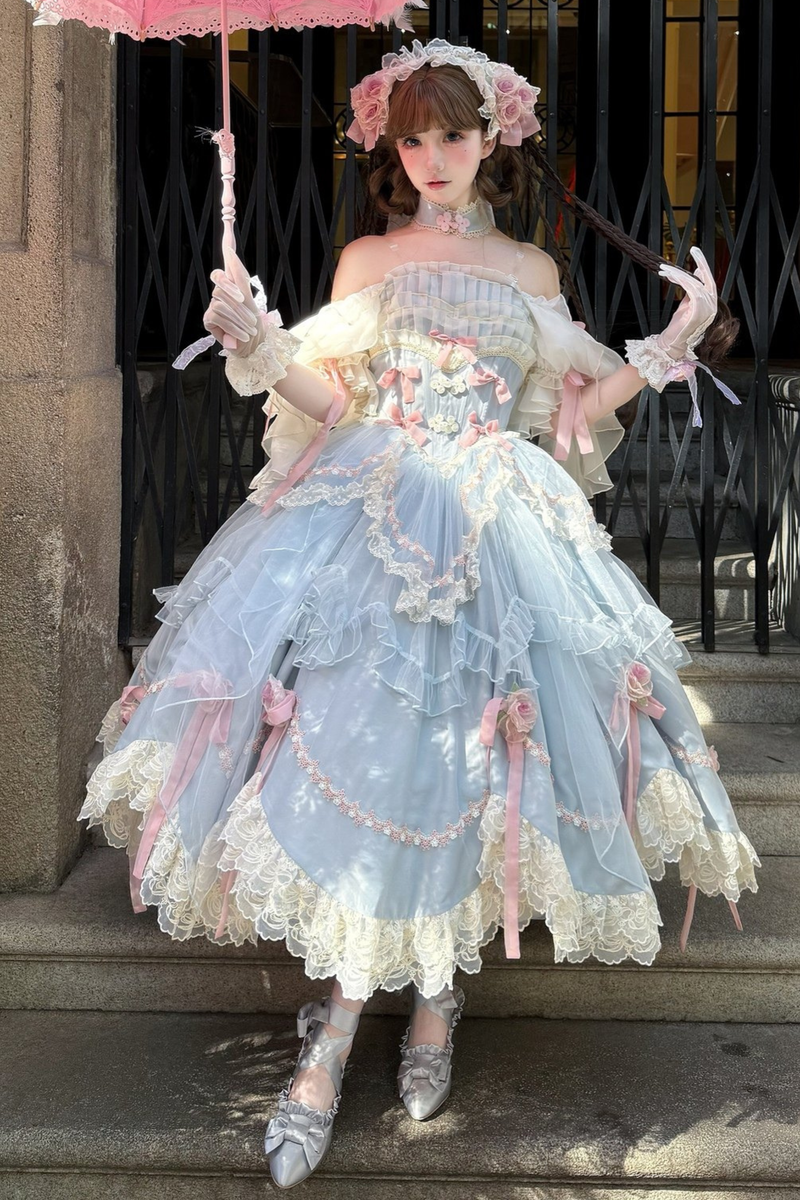Sweet Princess Dress + Train + Veil + Accessories