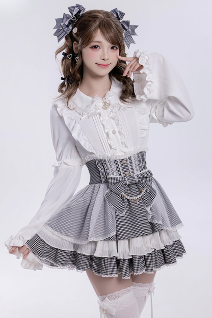 Sweet Ruffled Puff Long Sleeve Blouse