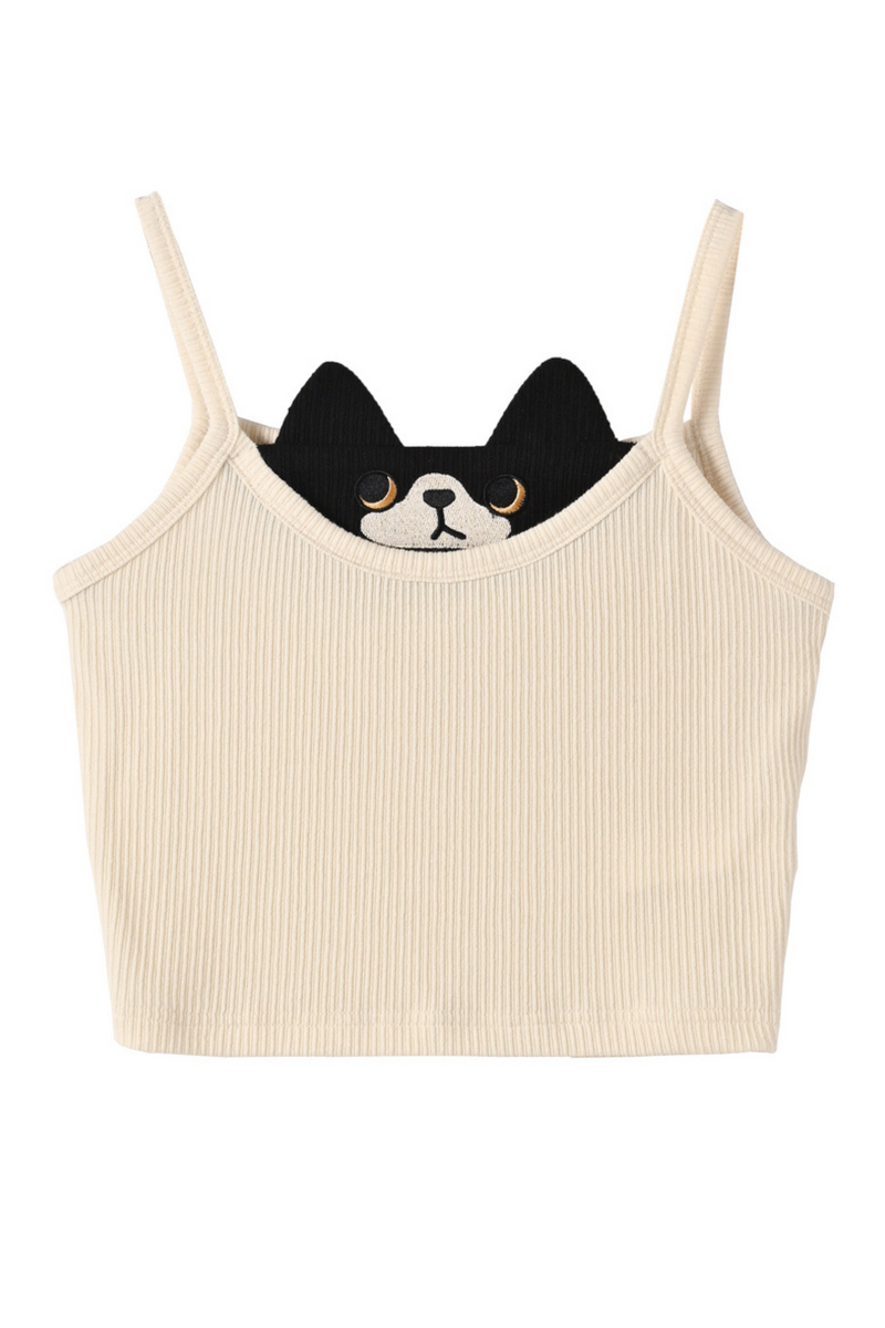 Cat Ear Hooded Short Parka + Camisole + Skirt