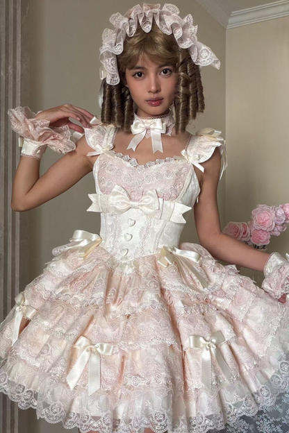 [pre-order] Princess Ballet Tiered Lolita Dress + Headband + Necklace + Sleeves + Tail