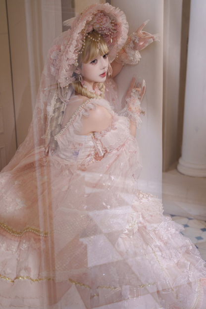 Sweet Flower Tea Party Lolita Accessory Hat + Veil + Necklace + Gloves + Scepter