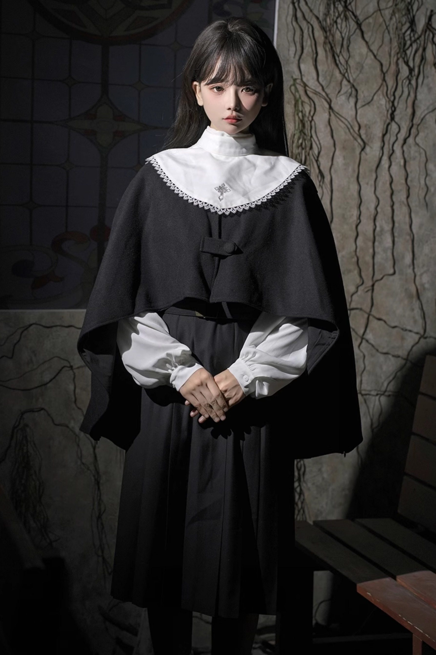 Gothic School Mantle + Top + Vest Dress