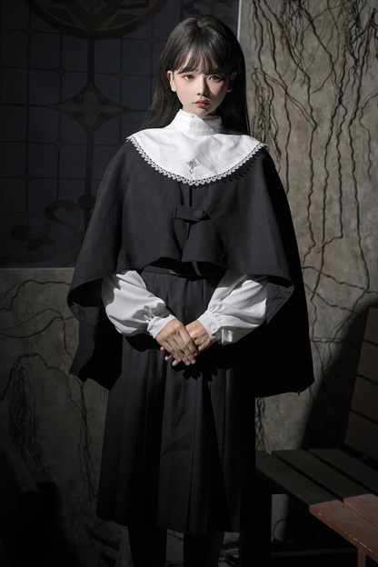 Gothic School Mantle + Top + Vest Dress