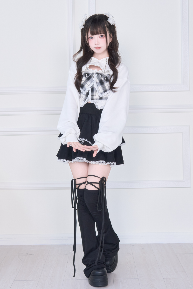 Ribbon Vest + Short Sweatshirt
