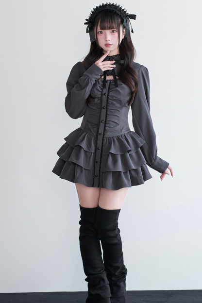 Little Goth Lace Ribbon Dress + Shorts