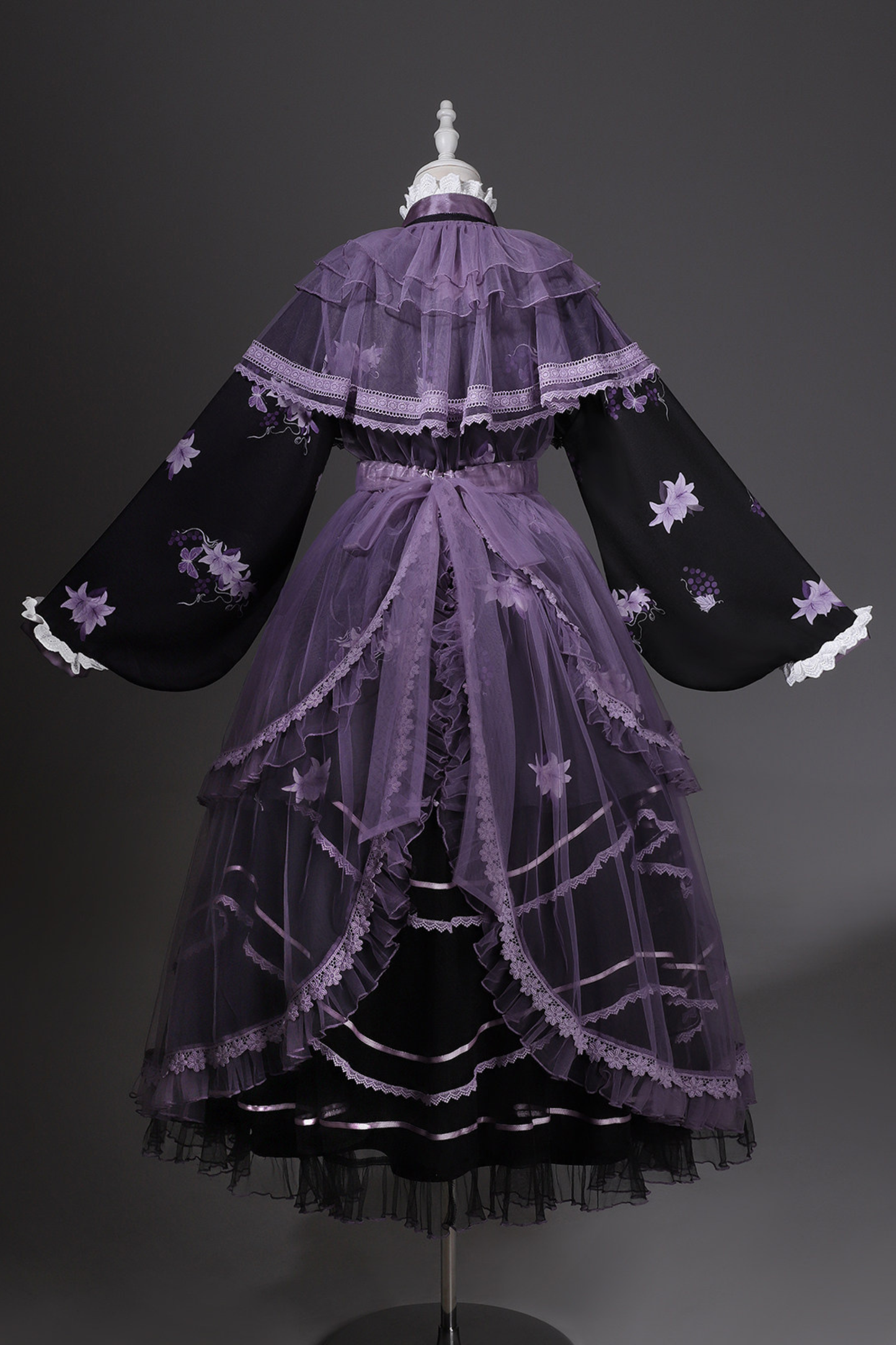Dark Chinese-style Cross Collar Dress + Overdress + Skirt