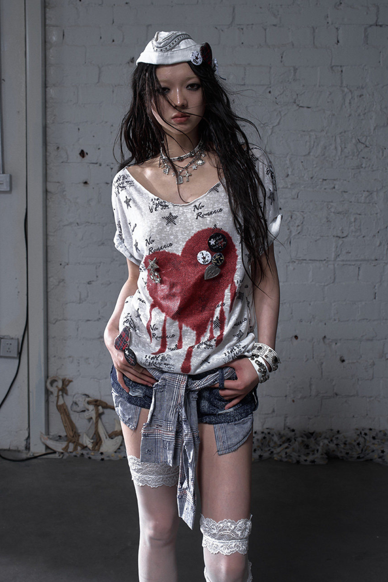 Y2k Tight Print Top