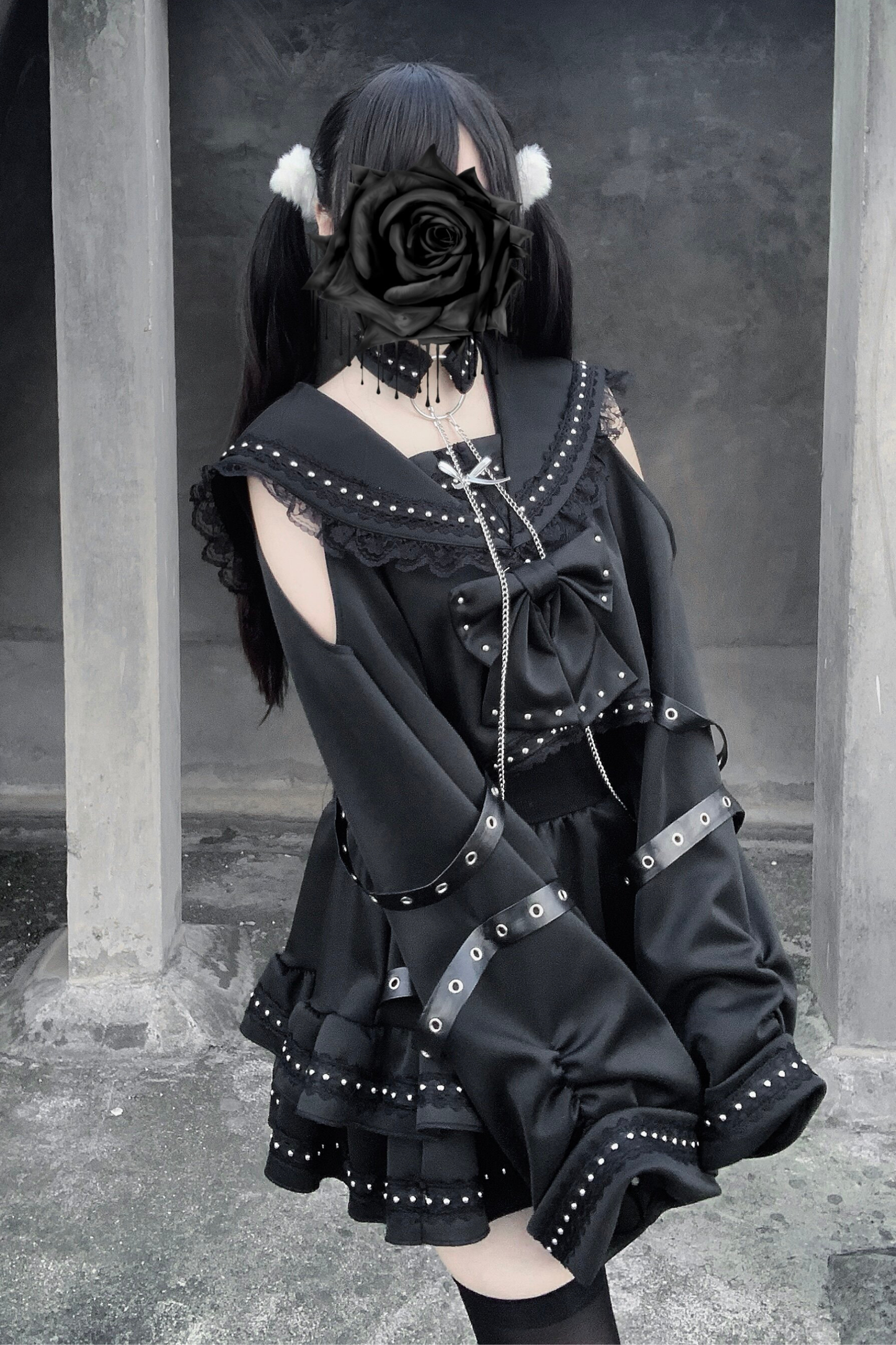 Dark Lace Outfit Top + Skirt