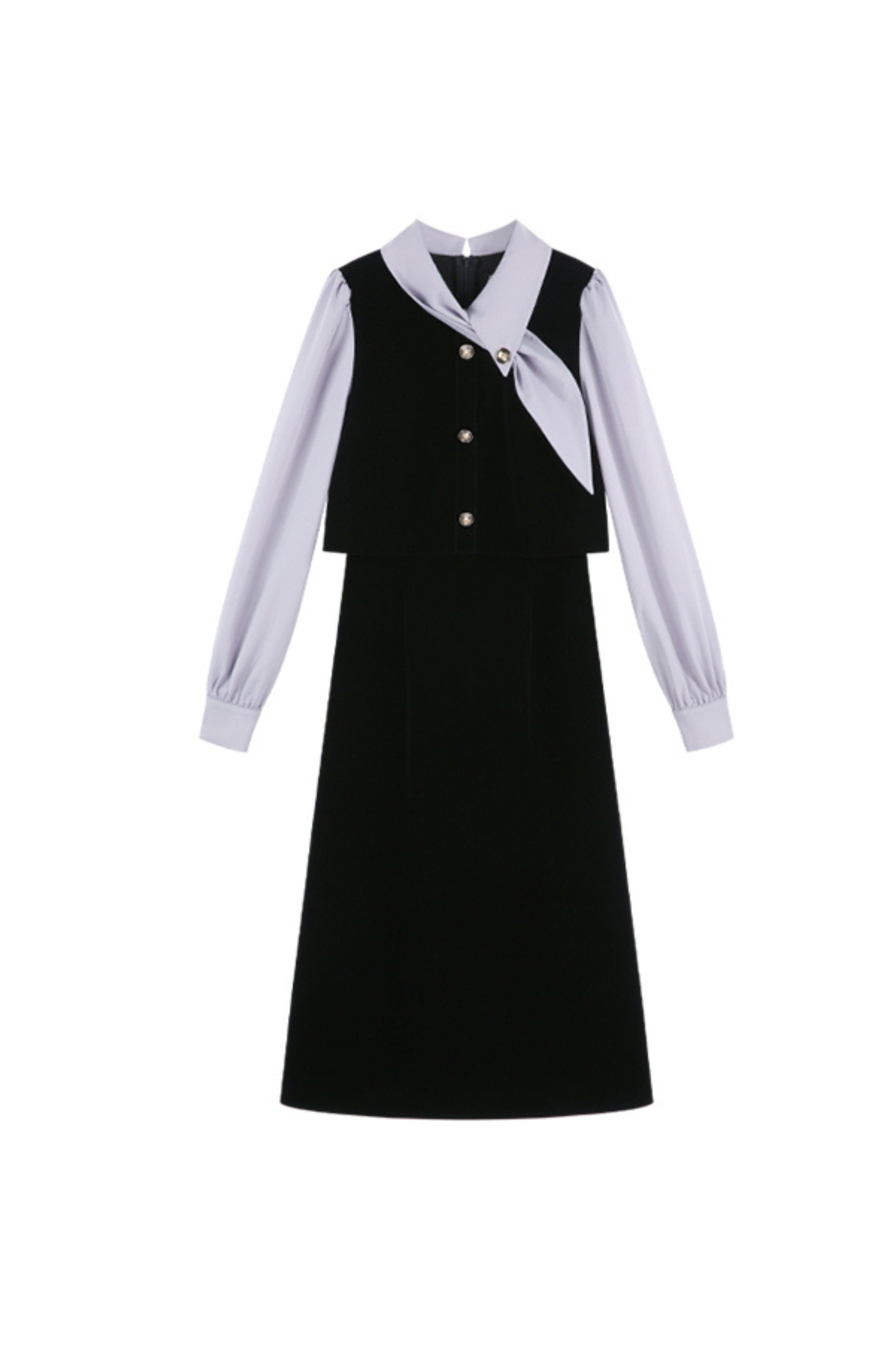 French Contrast Retro Dress