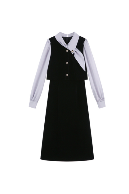 French Contrast Retro Dress
