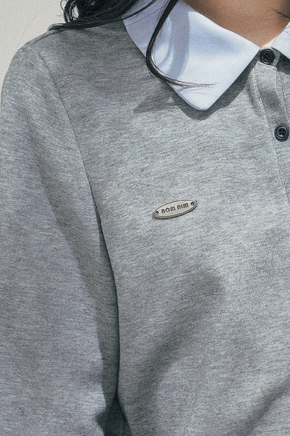 French Faux Two Piece Polo Sweater
