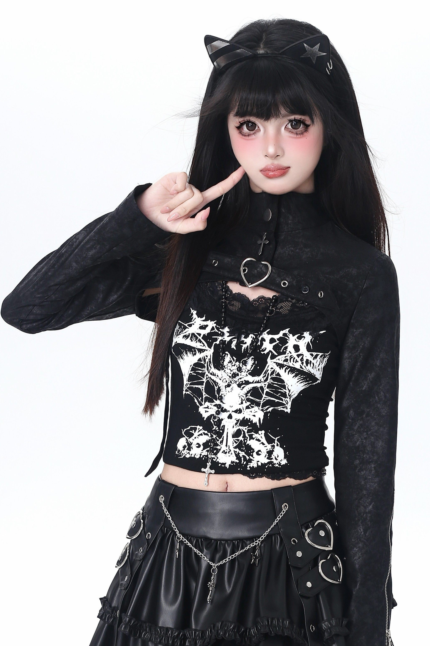 Dark Girl Two-piece Top + Skirt + Leg Warmers