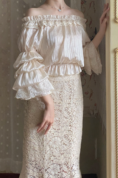 Chiffon Off Shoulder Sheer Top