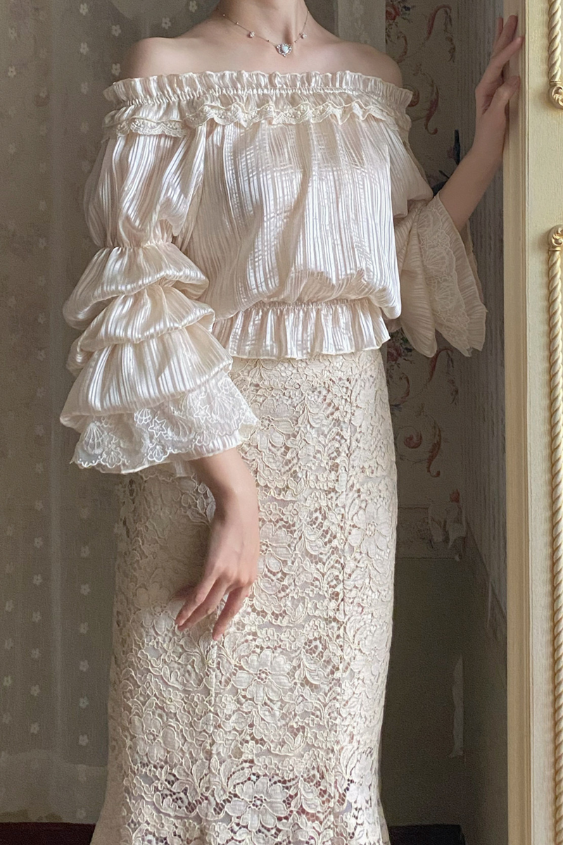 Chiffon Off Shoulder Sheer Top