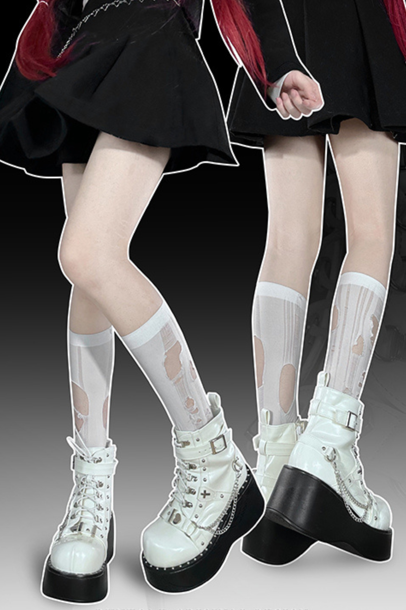Dark Punk Buckle Platform Boots