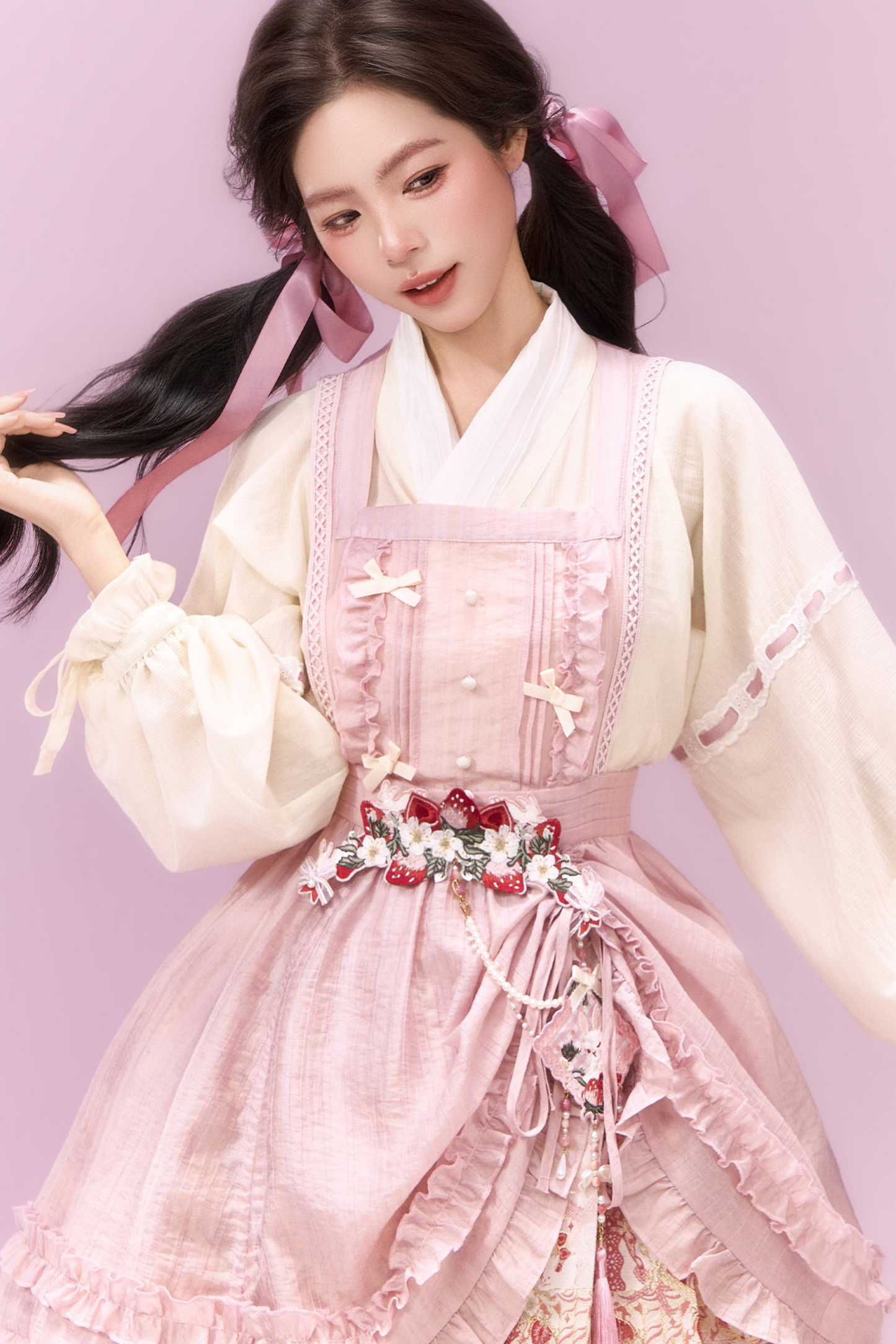 Sweet Chinese-style Overskirt + Top + Skirt + Accessories