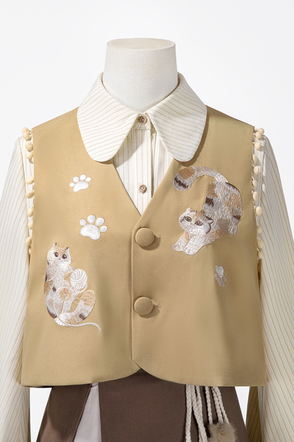 Retro Cat Vest + Top + Skirt