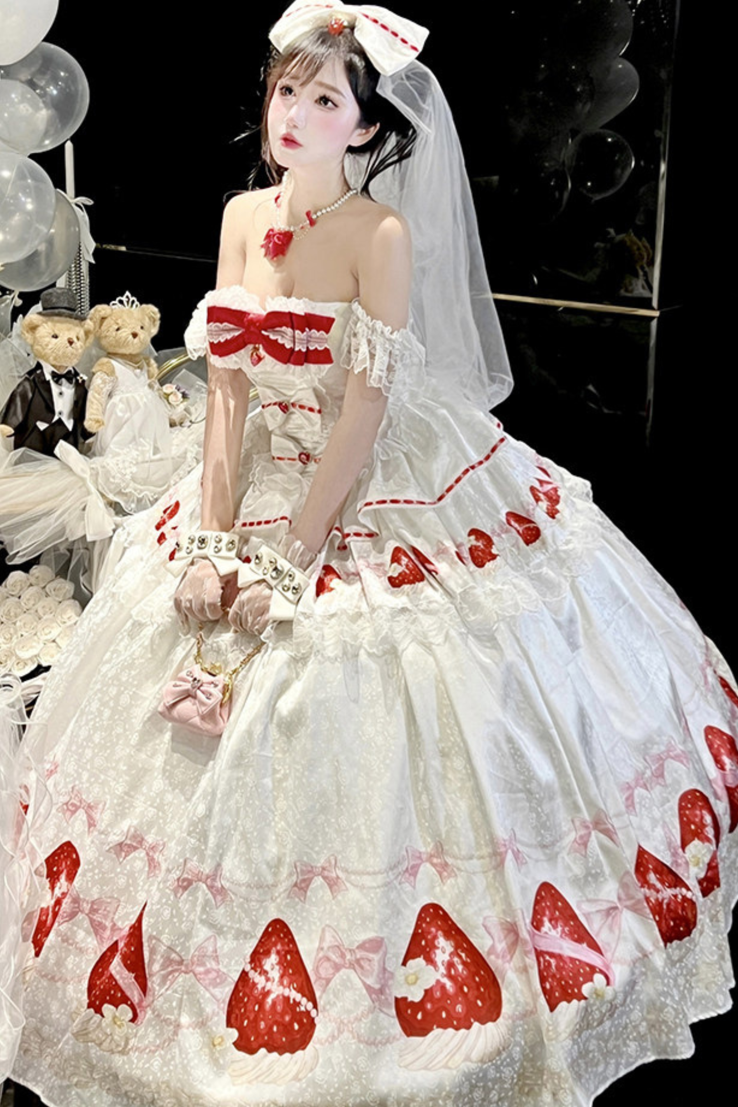 Ribbon Love Strawberry Princess Dress + Skirt
