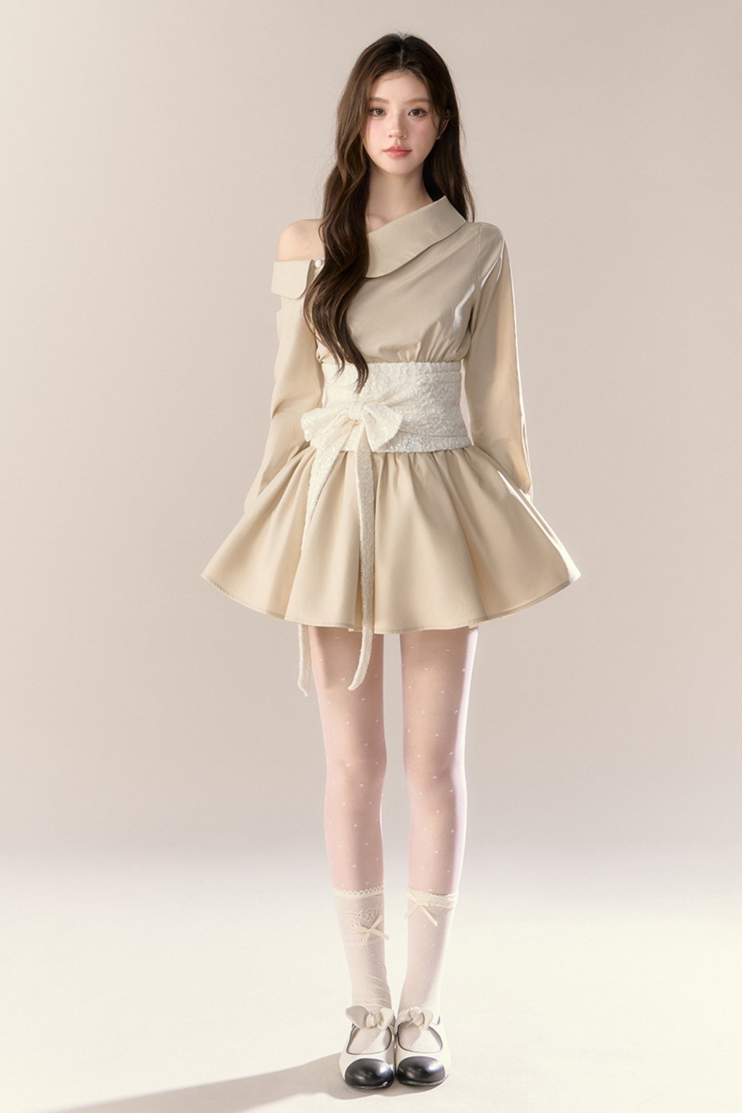 Heartbeat Signal Off Shoulder Shirt Dress