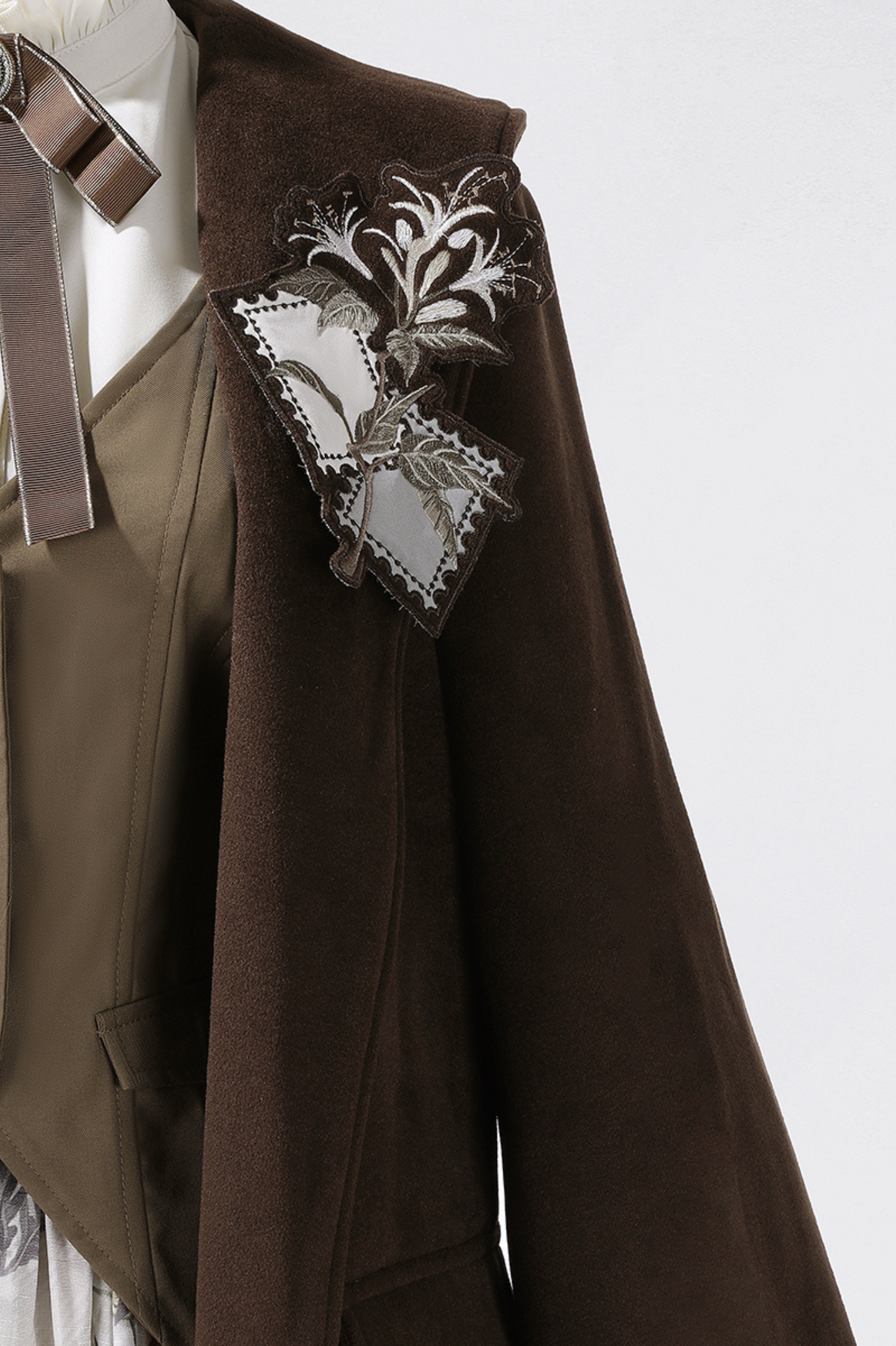Retro Long Coat + Skirt + Shirt + Vest
