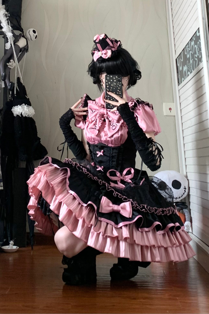 [pre-order Deadline: March 10] Candy Heartbeat Lolita Shirt + Jumper Skirt + Hat + Ribbon