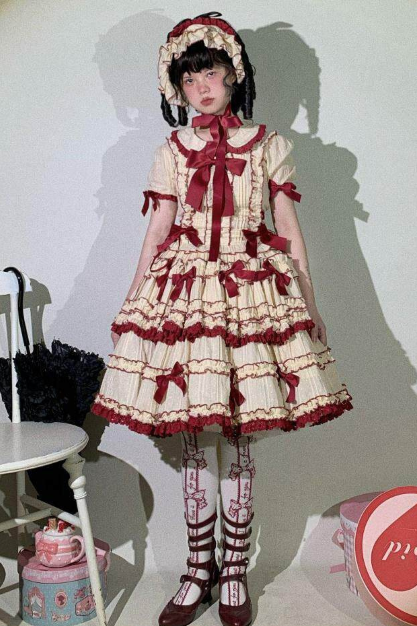 Pure Girl Ribbon Lolita Skirt + Innerwear + Vest + Hair Band + Sleeve