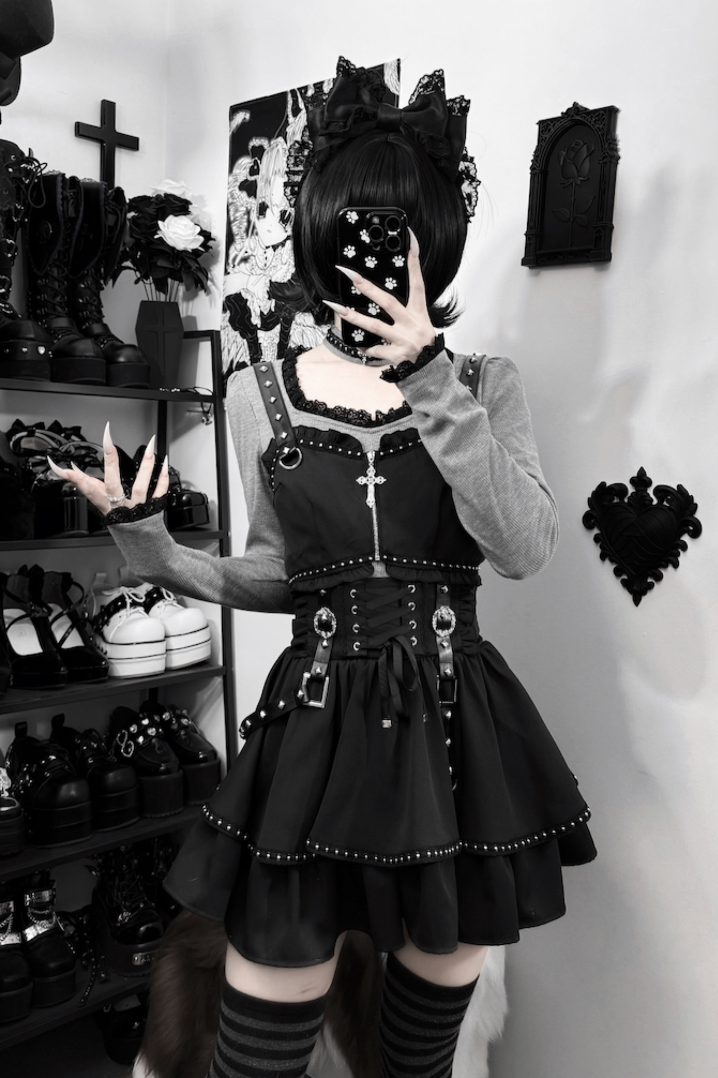 Dark Galaxy Lace Gothic Top + Skirt