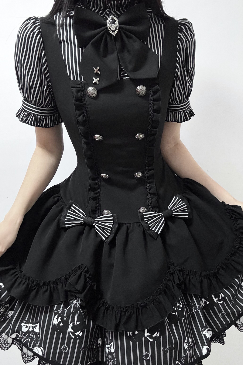 [pre-order Deadline: March 20] Rabbit Gothic Vampire Lolita Skirt + Striped Shirt + Hat