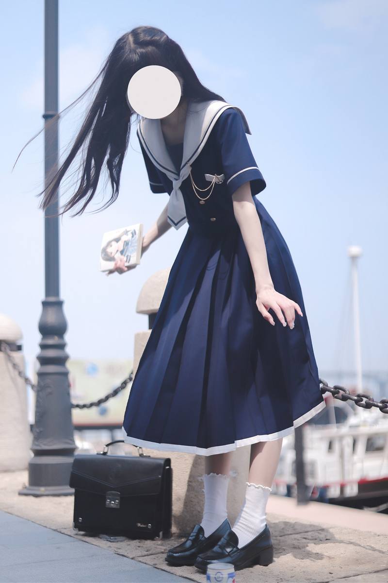 Retro College Sweet Sailor Dress + Tie + Brooch