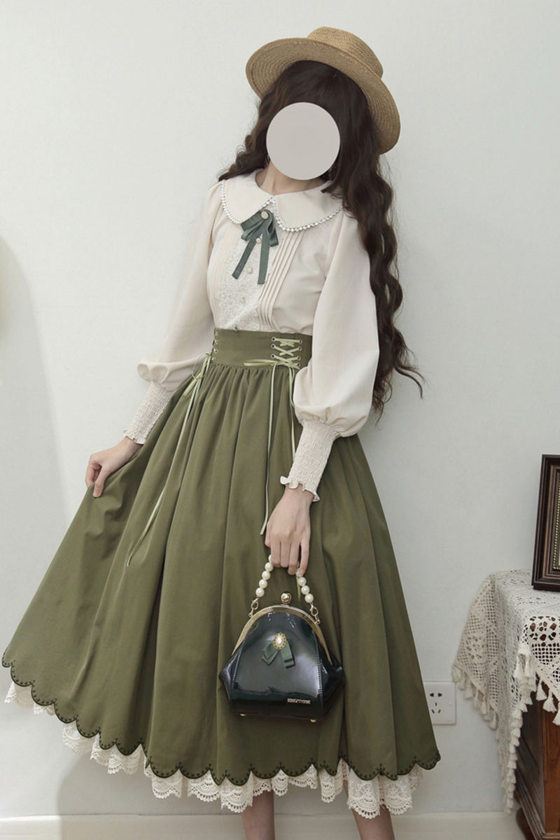 [pre-order] Retro Sweet College Shirt + High Waist Flare Skirt