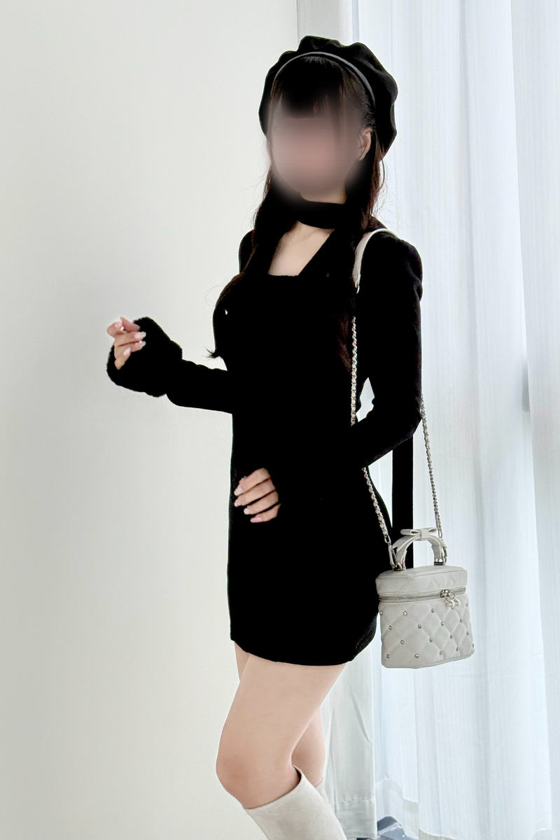 Point Fleece Design Tight Dress