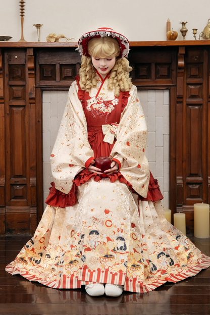 Apple Chinese-style Dress + Skirt + Overskirt + Brooch + Shawl