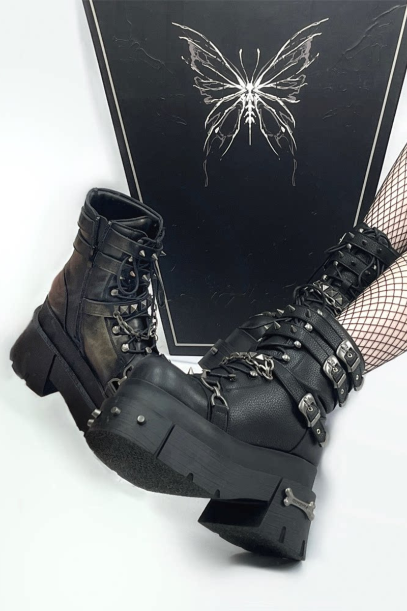 Leather Punk Platform Boots