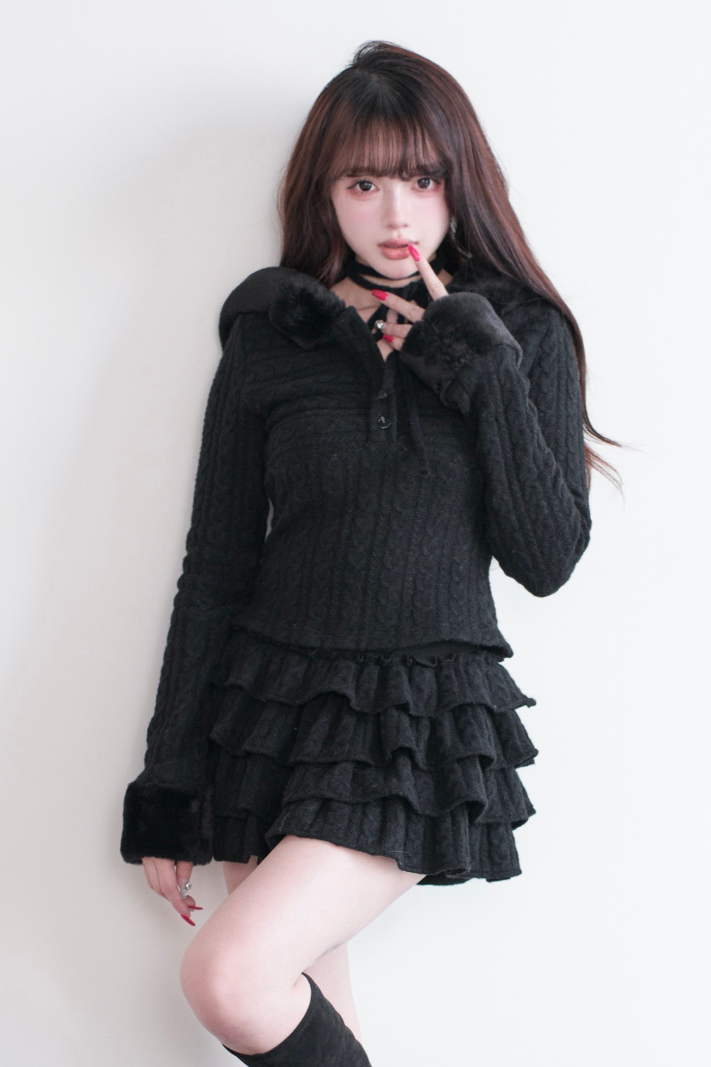 Cable Knit Top + Tiered Skirt