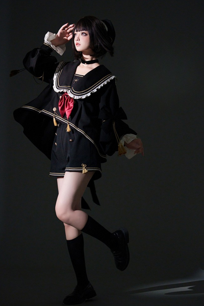 Night Servant Bird Sailor Top + Jacket + Short Pants + Beret + Choker