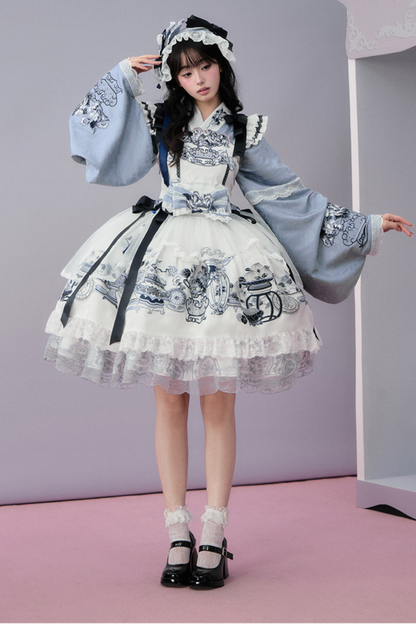 Chinese-style Design Flutter Sleeve Lolita Dress + Ribbon