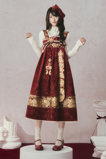 Velvet Dark Red Dress + Top + Jacket + Accessories