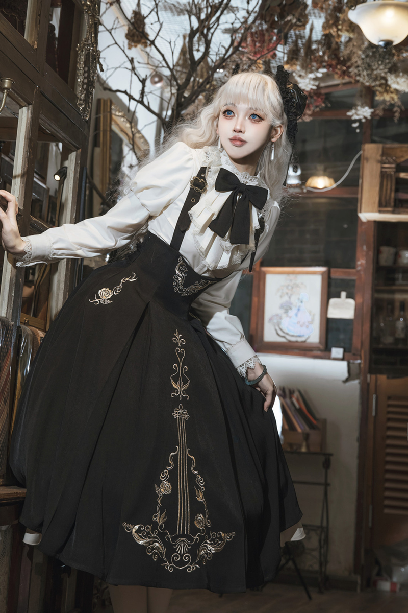 [pre-order] Gothic Dark Suspender Long Dress + Shirt + Jacket